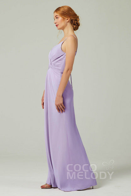 Sheath-Column Floor Length Chiffon Bridesmaid Dress CB0350