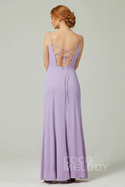 Sheath-Column Floor Length Chiffon Bridesmaid Dress CB0350