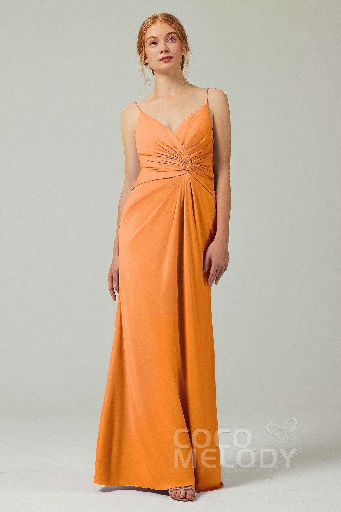 Sheath-Column Floor Length Chiffon Bridesmaid Dress CB0350