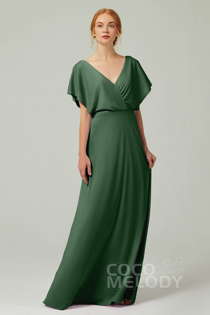 A-Line Floor Length Chiffon Bridesmaid Dress CB0351