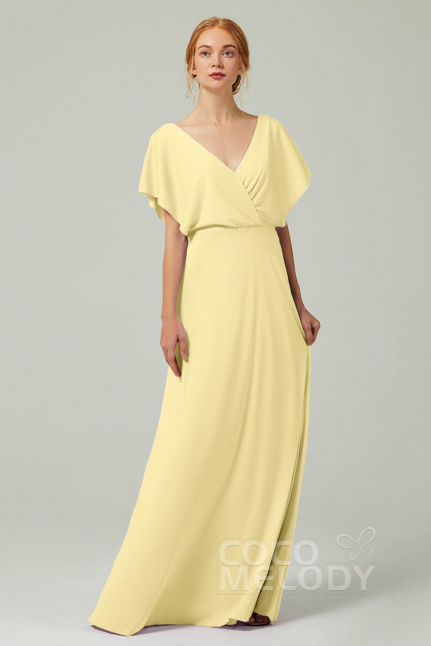 A-Line Floor Length Chiffon Bridesmaid Dress CB0351