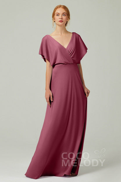 A-Line Floor Length Chiffon Bridesmaid Dress CB0351