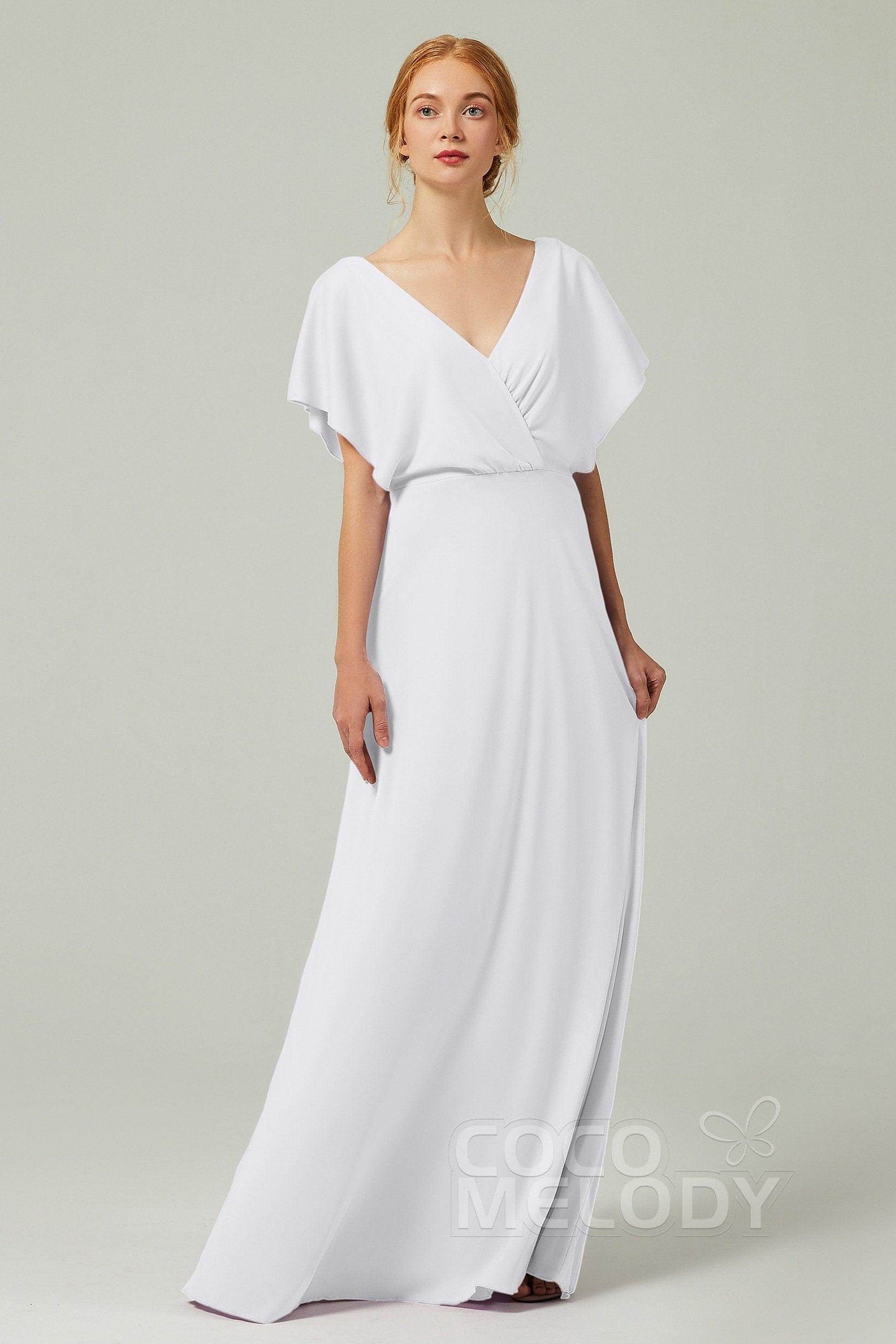 A-Line Floor Length Chiffon Bridesmaid Dress CB0351