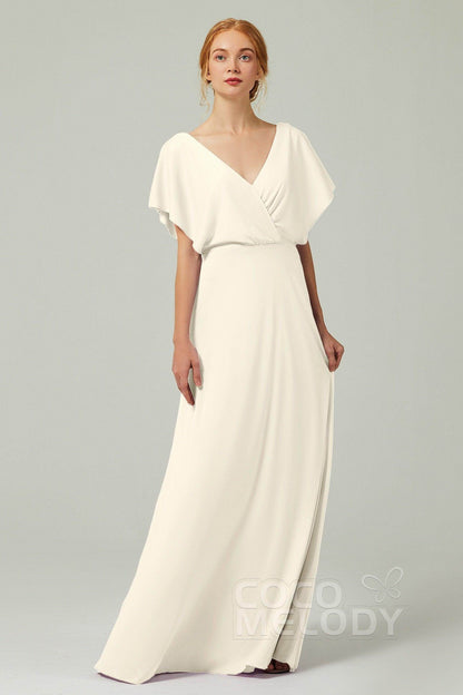 A-Line Floor Length Chiffon Bridesmaid Dress CB0351