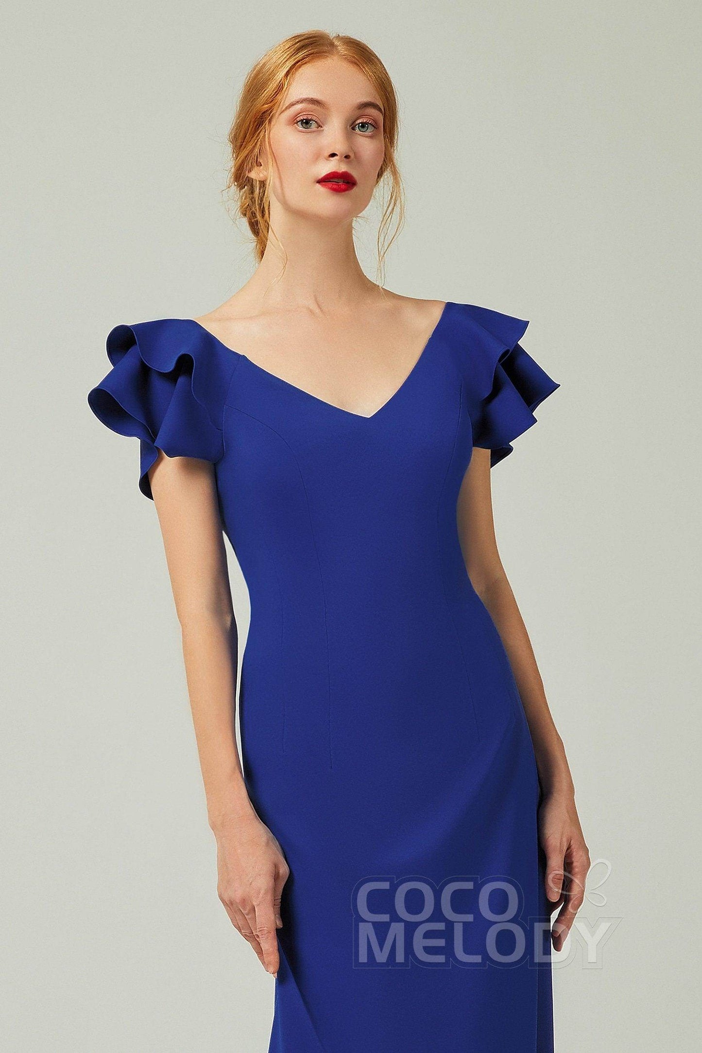Sheath-Column Floor Length Chiffon Bridesmaid Dress Formal Dresses CB0353