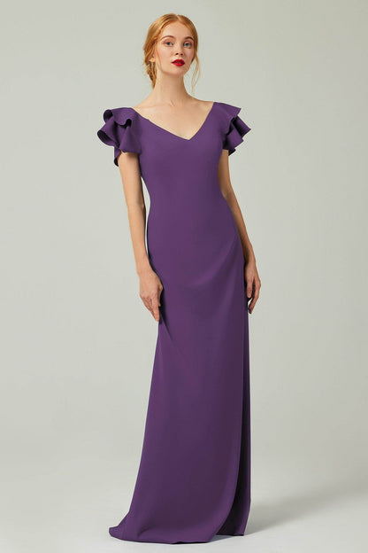 Sheath-Column Floor Length Chiffon Bridesmaid Dress Formal Dresses CB0353