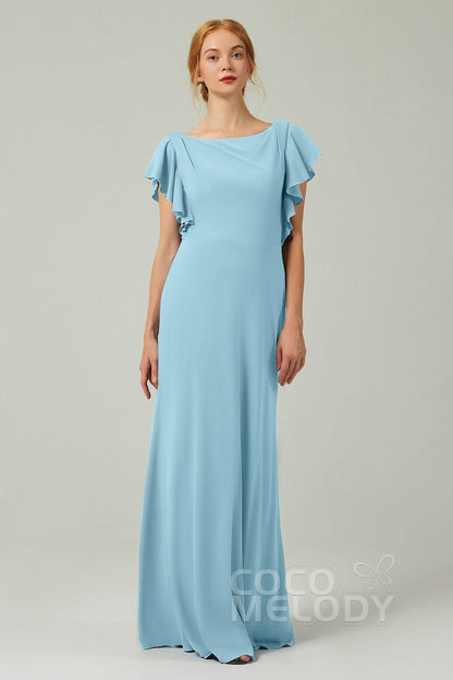 Sheath-Column Floor Length Chiffon Bridesmaid Dress Formal Dresses CB0357
