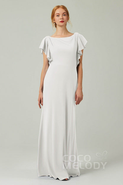 Sheath-Column Floor Length Chiffon Bridesmaid Dress Formal Dresses CB0357