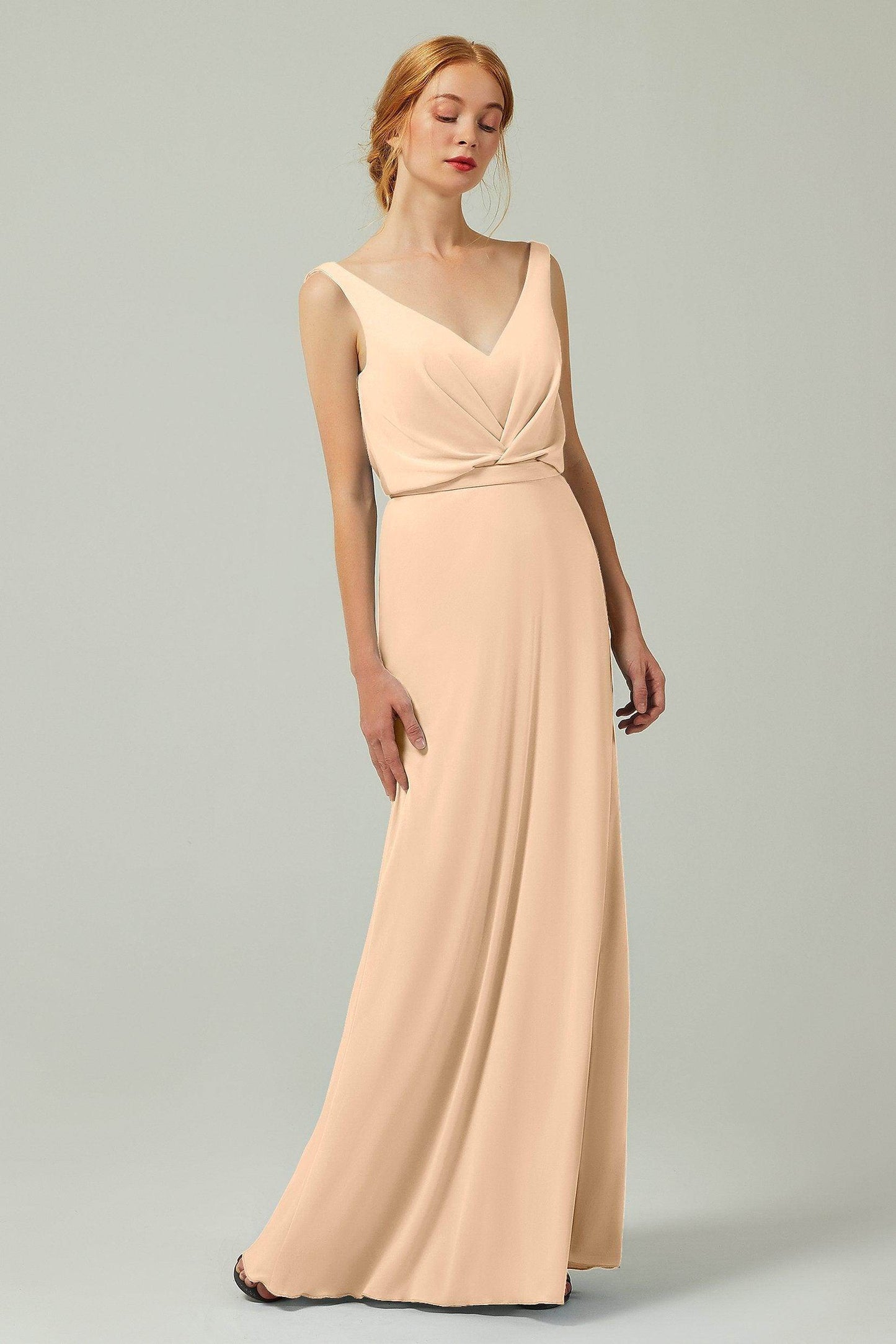 Sheath-Column Floor Length Chiffon Bridesmaid Dress Formal Dresses CB0358