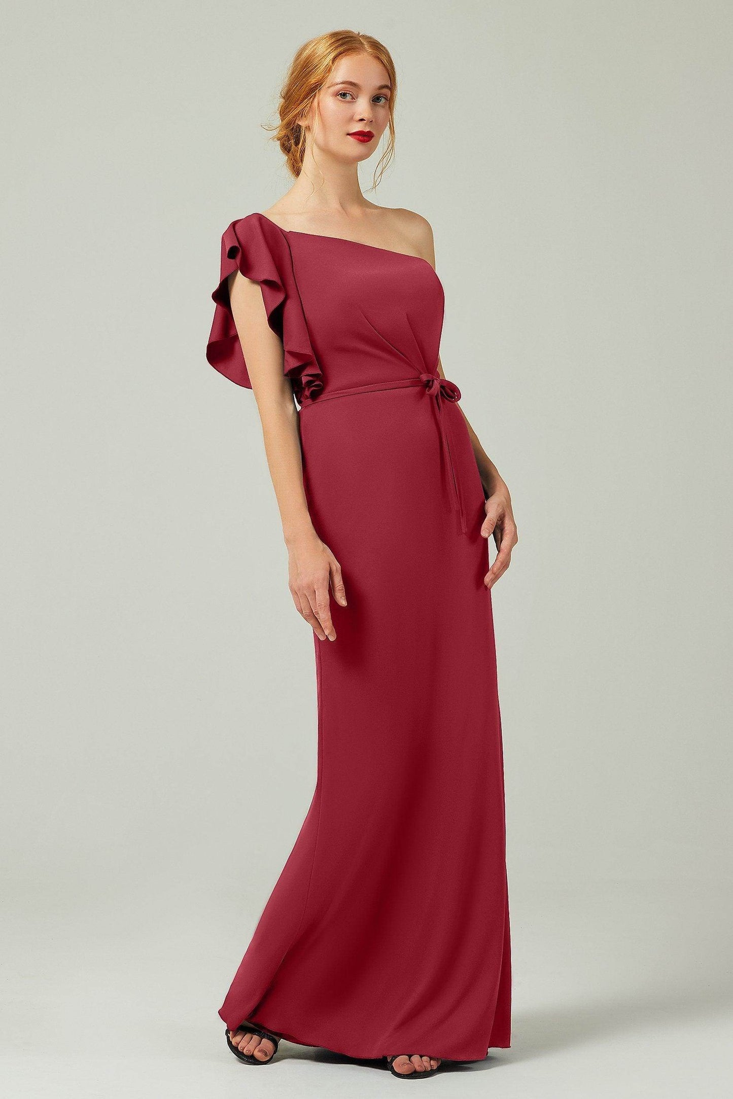 Sheath-Column Floor Length Chiffon Bridesmaid Dress Formal Dresses CB0361