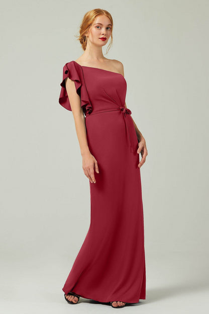 Sheath-Column Floor Length Chiffon Bridesmaid Dress Formal Dresses CB0361