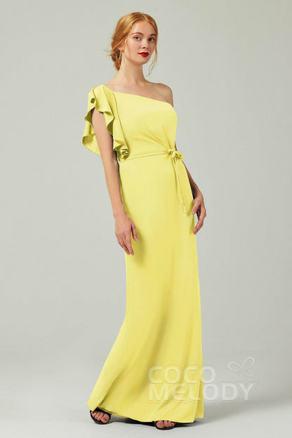 Sheath-Column Floor Length Chiffon Bridesmaid Dress Formal Dresses CB0361