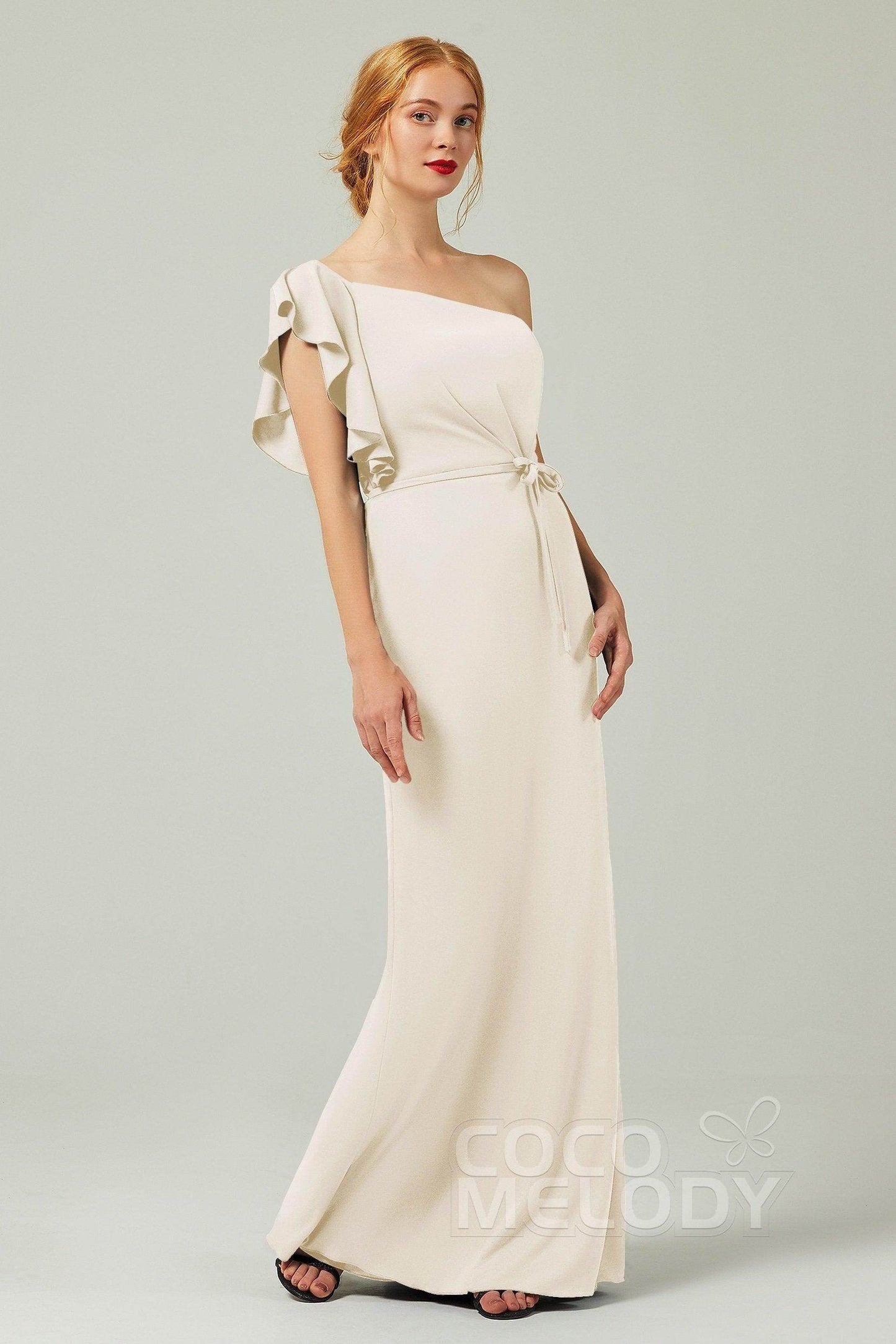 Sheath-Column Floor Length Chiffon Bridesmaid Dress Formal Dresses CB0361