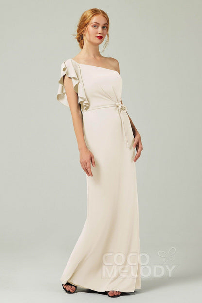 Sheath-Column Floor Length Chiffon Bridesmaid Dress Formal Dresses CB0361
