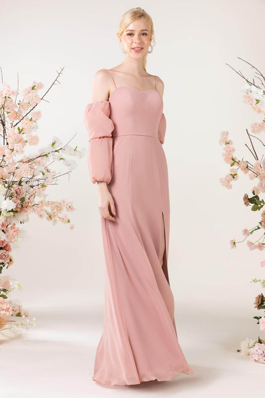 Trumpet Sweep-Brush Train Chiffon Bridesmaid Dress CB0459