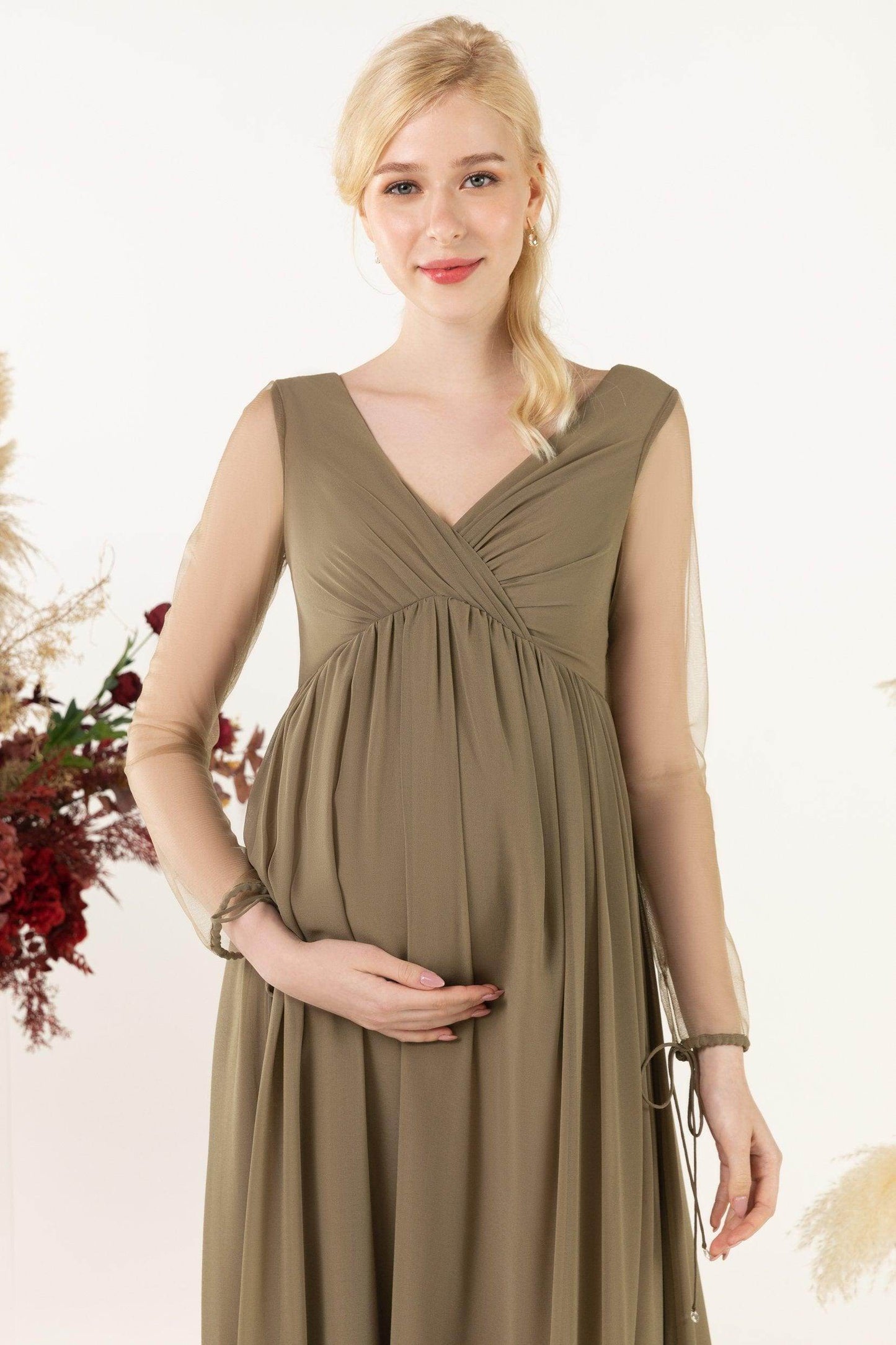 A-Line Sweep-Brush Train Chiffon Bridesmaid Dress CB0461M
