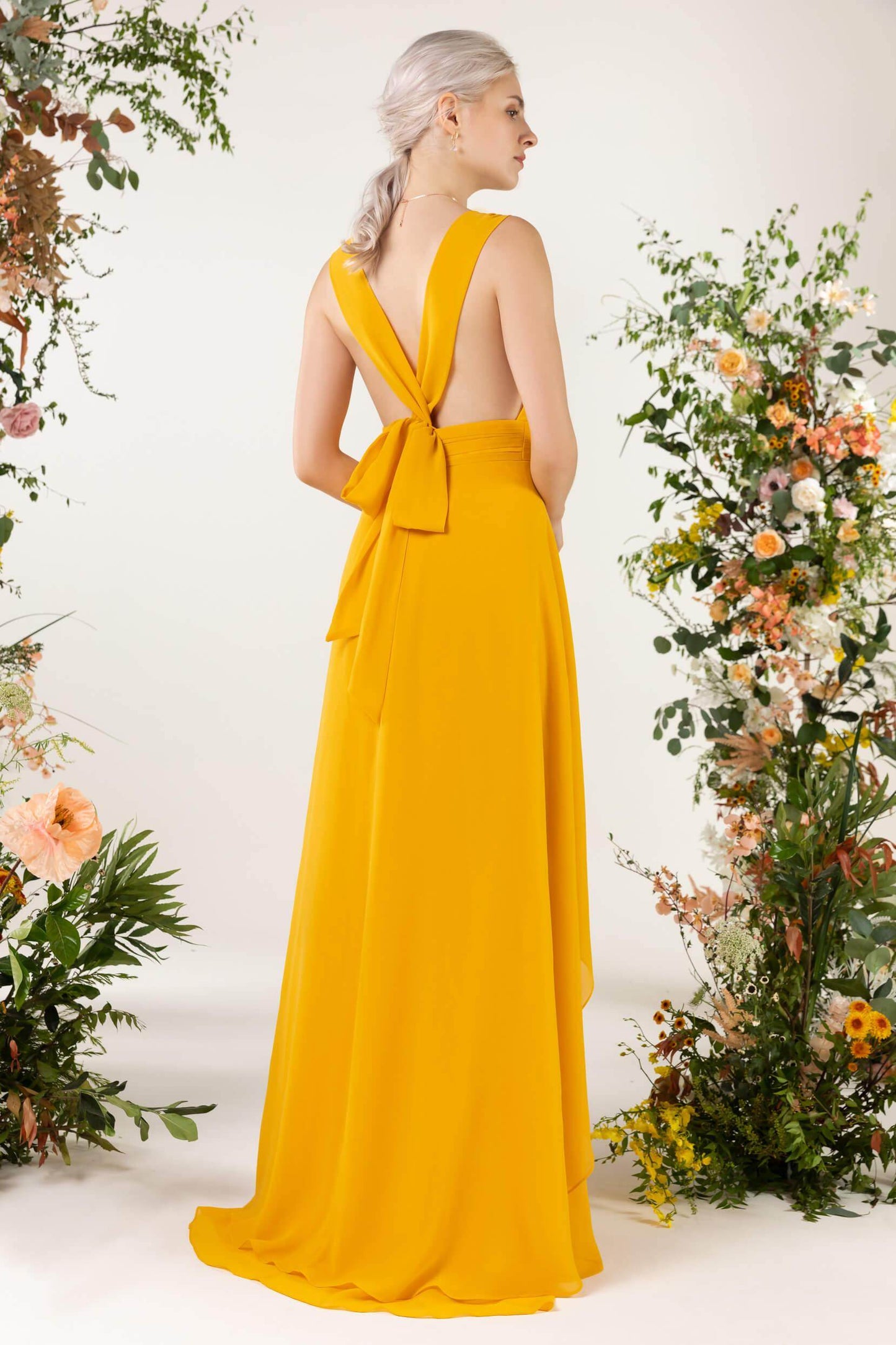 A-Line Sweep-Brush Train Chiffon Bridesmaid Dress CB0467