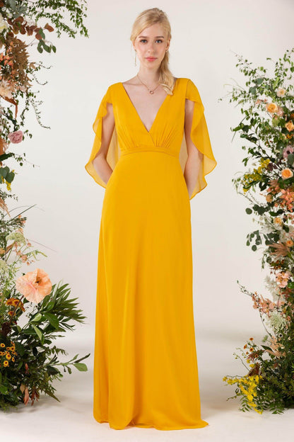 Sheath Sweep-Brush Train Chiffon Bridesmaid Dress CB0468