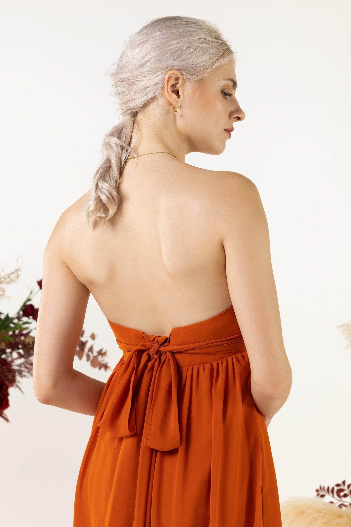 A-Line Sweep-Brush Train Chiffon Bridesmaid Dress CB0470