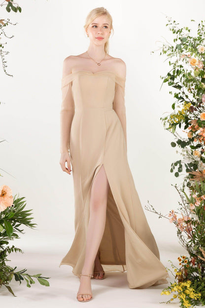 Trumpet Sweep-Brush Train Chiffon Bridesmaid Dress CB0480