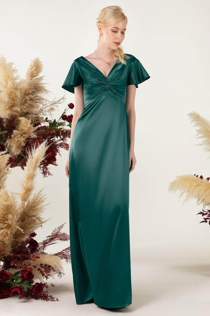Sheath Sweep Luxe Satin Bridesmaid Dress Formal Dresses CB0504