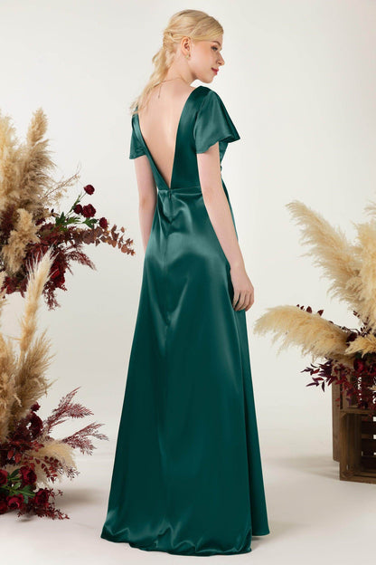 Sheath Sweep Luxe Satin Bridesmaid Dress Formal Dresses CB0504