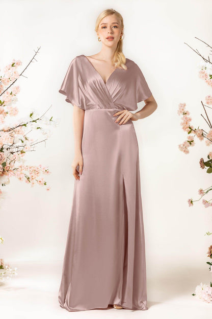 Sheath Sweep Luxe Satin Bridesmaid Dress Formal Dresses CB0505PS