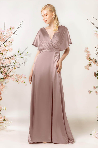 Sheath Sweep Luxe Satin Bridesmaid Dress Formal Dresses CB0505PS