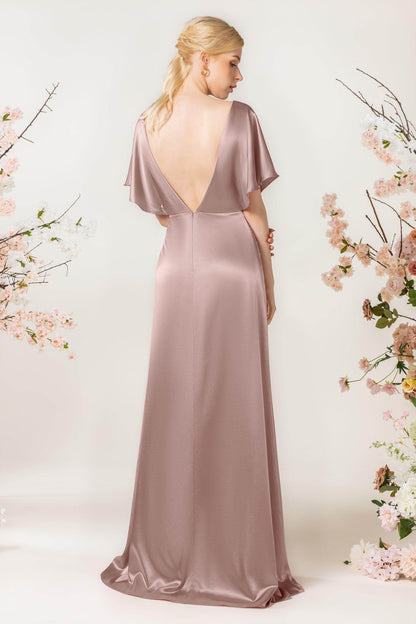 Sheath Sweep Luxe Satin Bridesmaid Dress Formal Dresses CB0505