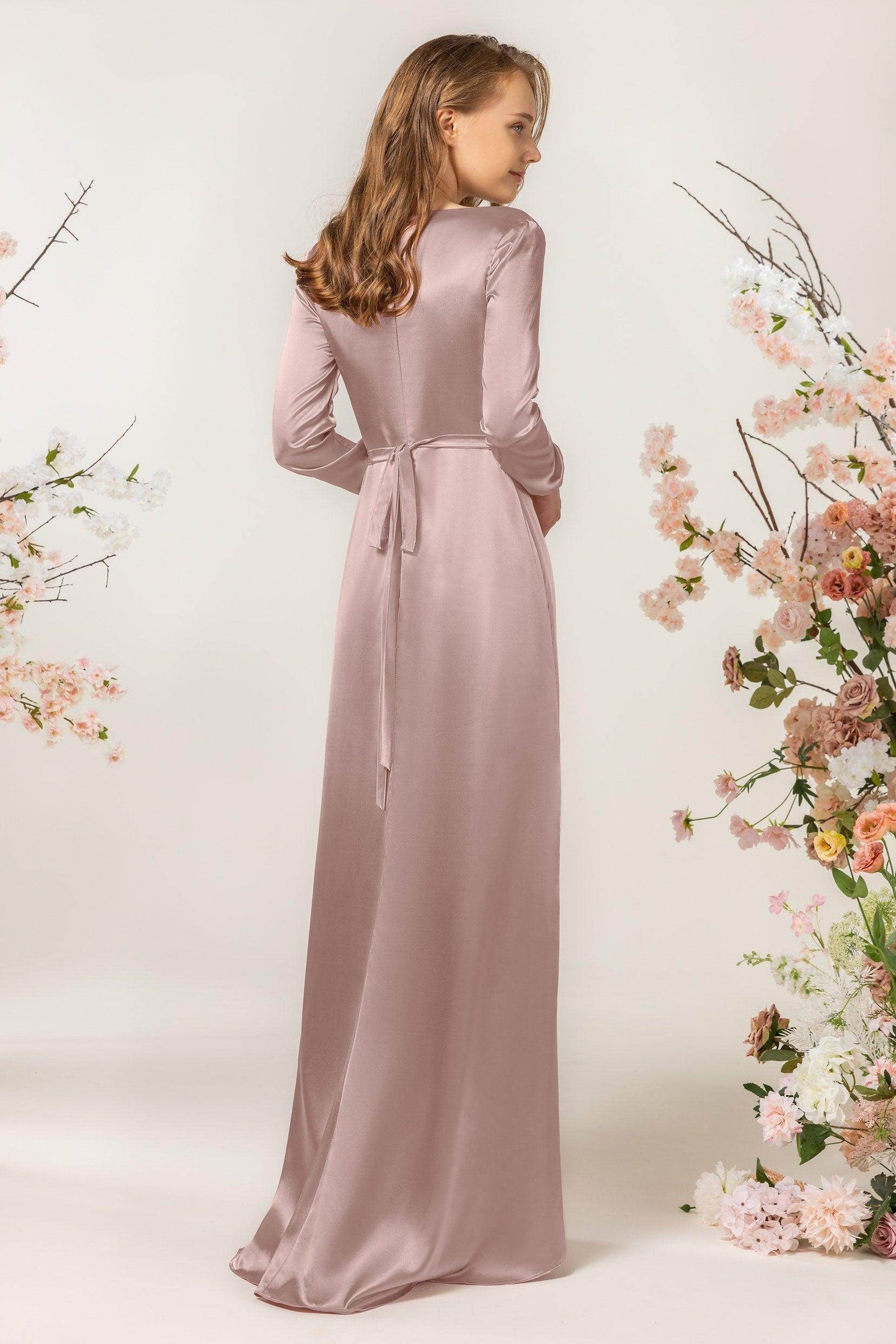Sheath Sweep Luxe Satin Bridesmaid Dress Formal Dresses CB0506