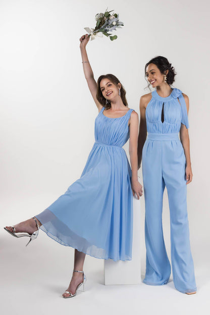 A-Line Tea Length Chiffon Bridesmaid Dress CB0555