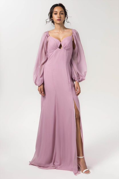 Sheath-Column Floor Length Chiffon Bridesmaid Dress CB0556