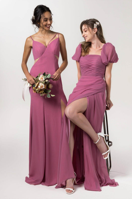 Sheath-Column Floor Length Chiffon Bridesmaid Dress Formal Dresses CB0561