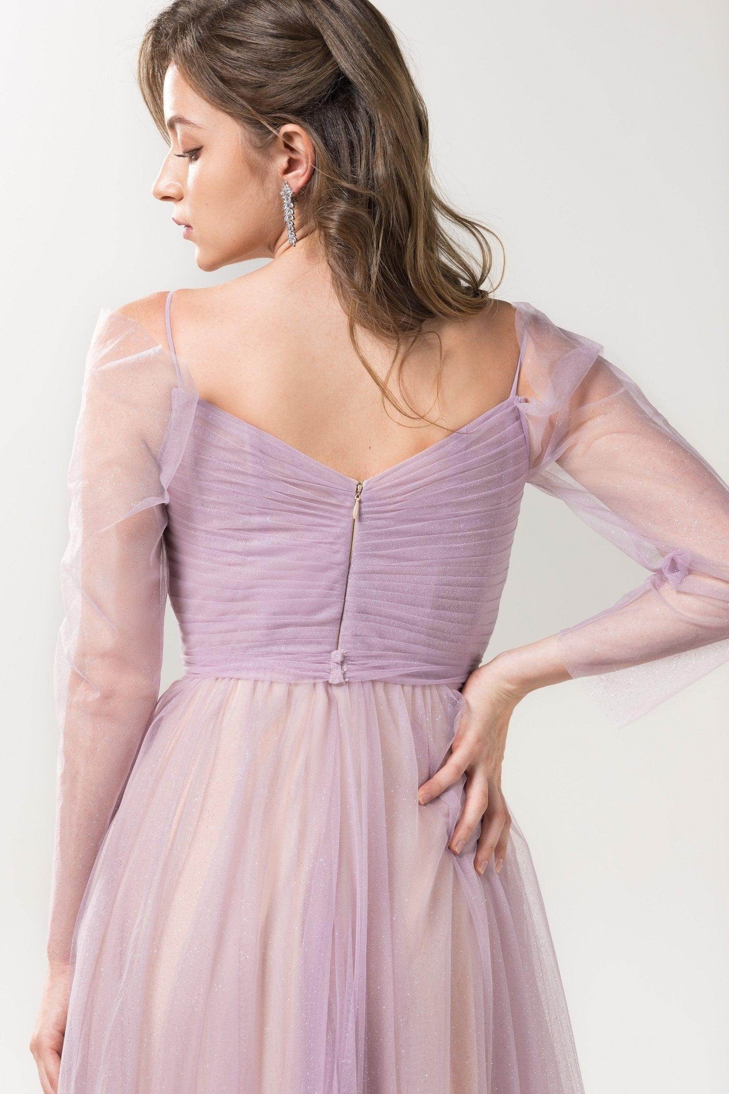 A-Line Floor Length Sparkling Tulle Bridesmaid Dress Formal Dresses CB0616