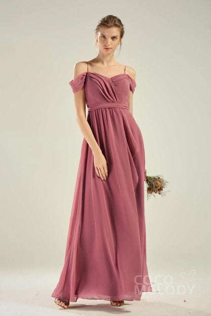 A-Line Floor Length Chiffon/Lace Bridesmaid Dress CB0628