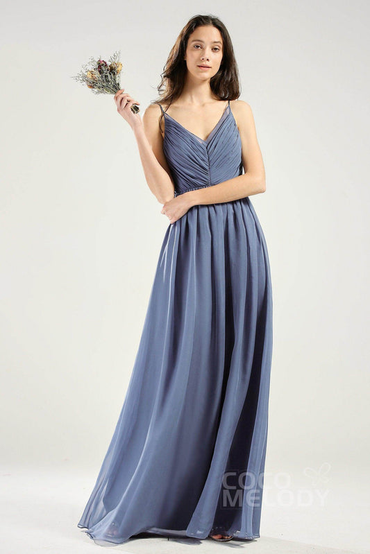 A-Line Floor Length Chiffon Bridesmaid Dress CB0642