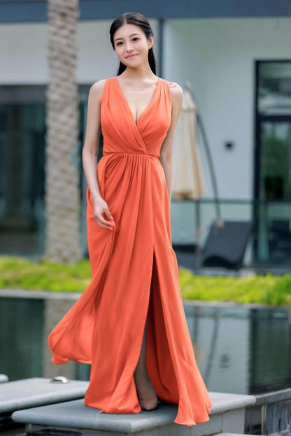 A-Line Floor Length Chiffon Bridesmaid Dress CB0708