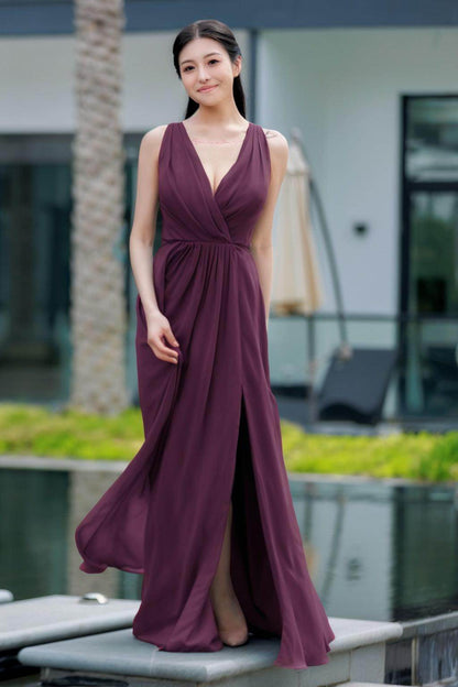 A-Line Floor Length Chiffon Bridesmaid Dress CB0708
