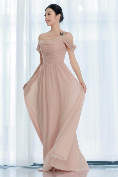 A-Line Floor Length Chiffon Bridesmaid Dress CB0717