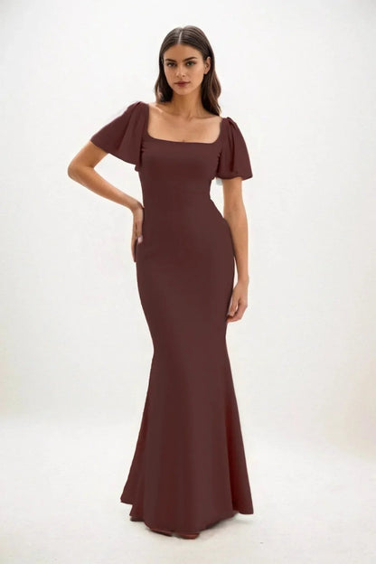 Sheath-Column Maxi Chiffon Bridesmaid Dress CB0813