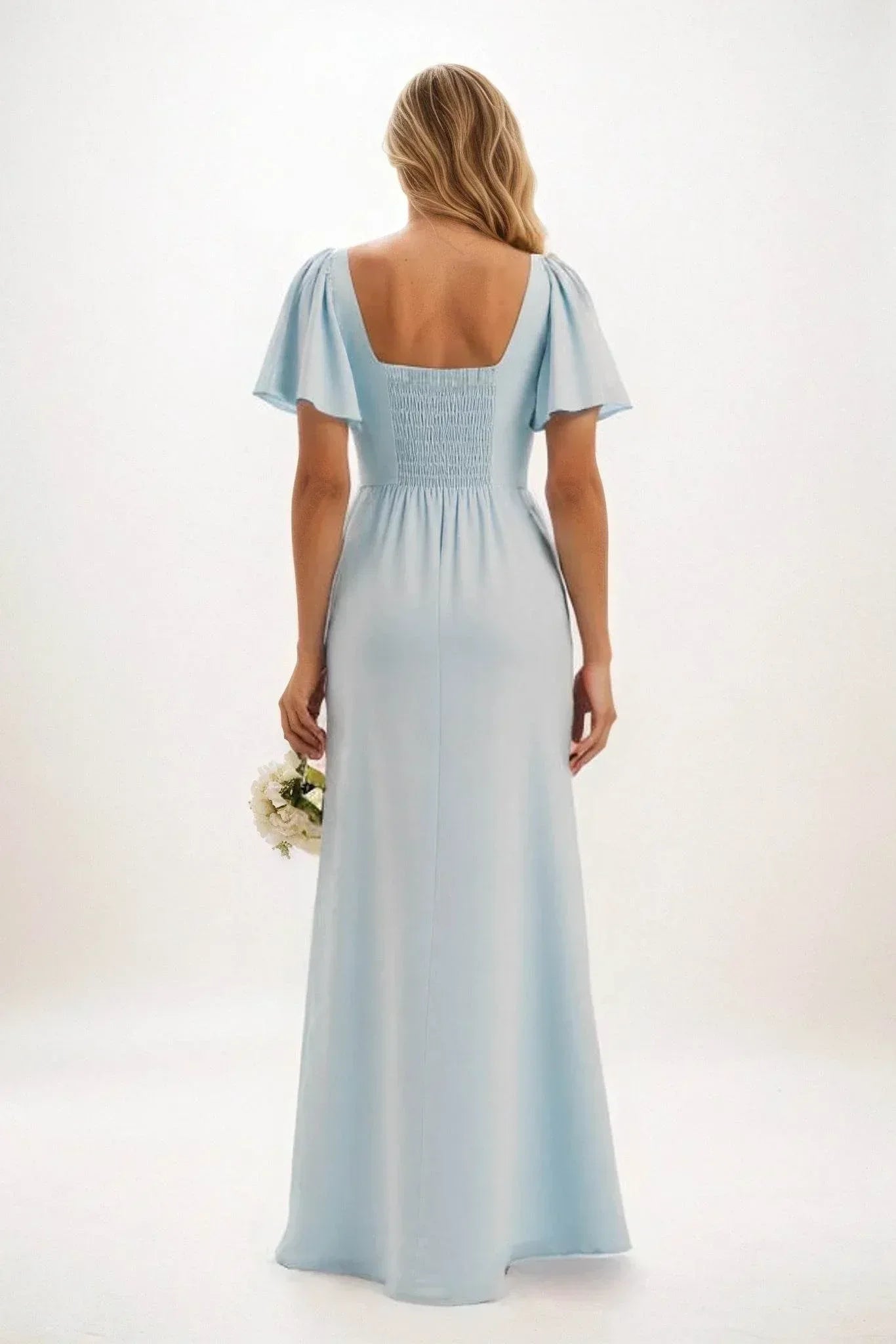 Sheath-Column Maxi Chiffon Bridesmaid Dress CB0813