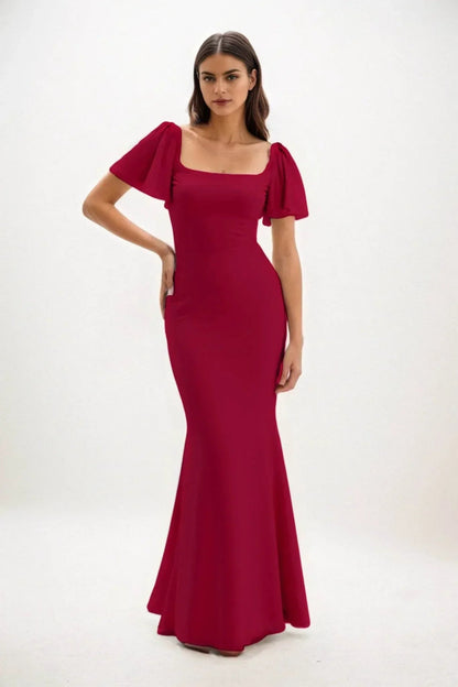 Sheath-Column Maxi Chiffon Bridesmaid Dress CB0813