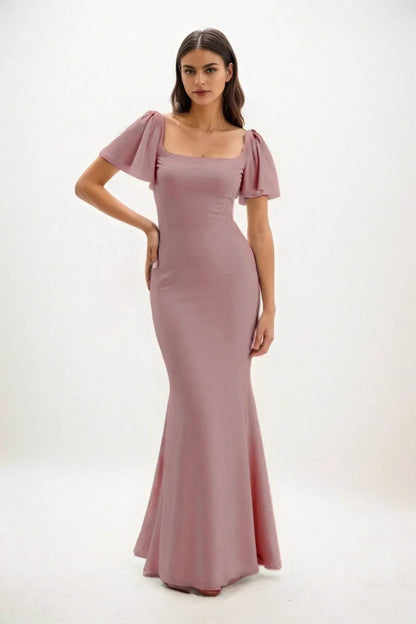 Sheath-Column Maxi Chiffon Bridesmaid Dress CB0813