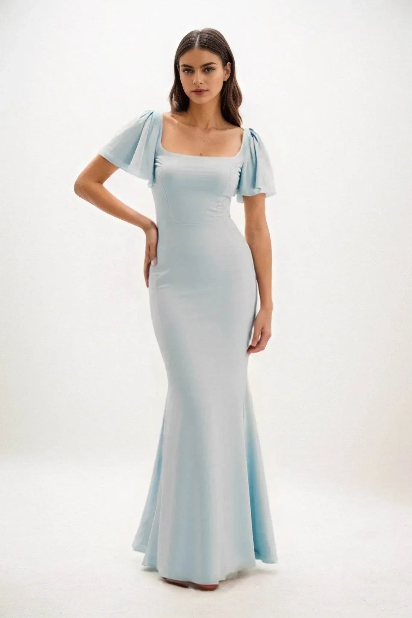 Sheath-Column Maxi Chiffon Bridesmaid Dress CB0813