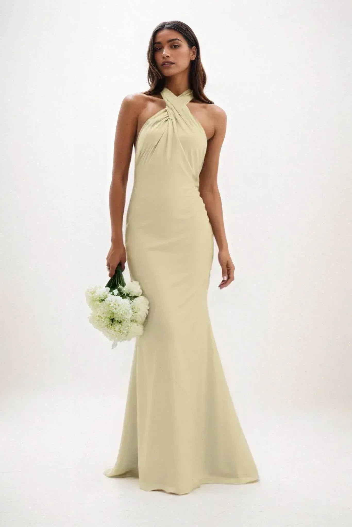 Sheath-Column Maxi Luxe Satin Bridesmaid Dress CB0837