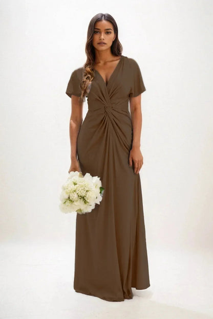 A-Line Maxi Luxe Satin Bridesmaid Dress CB0838