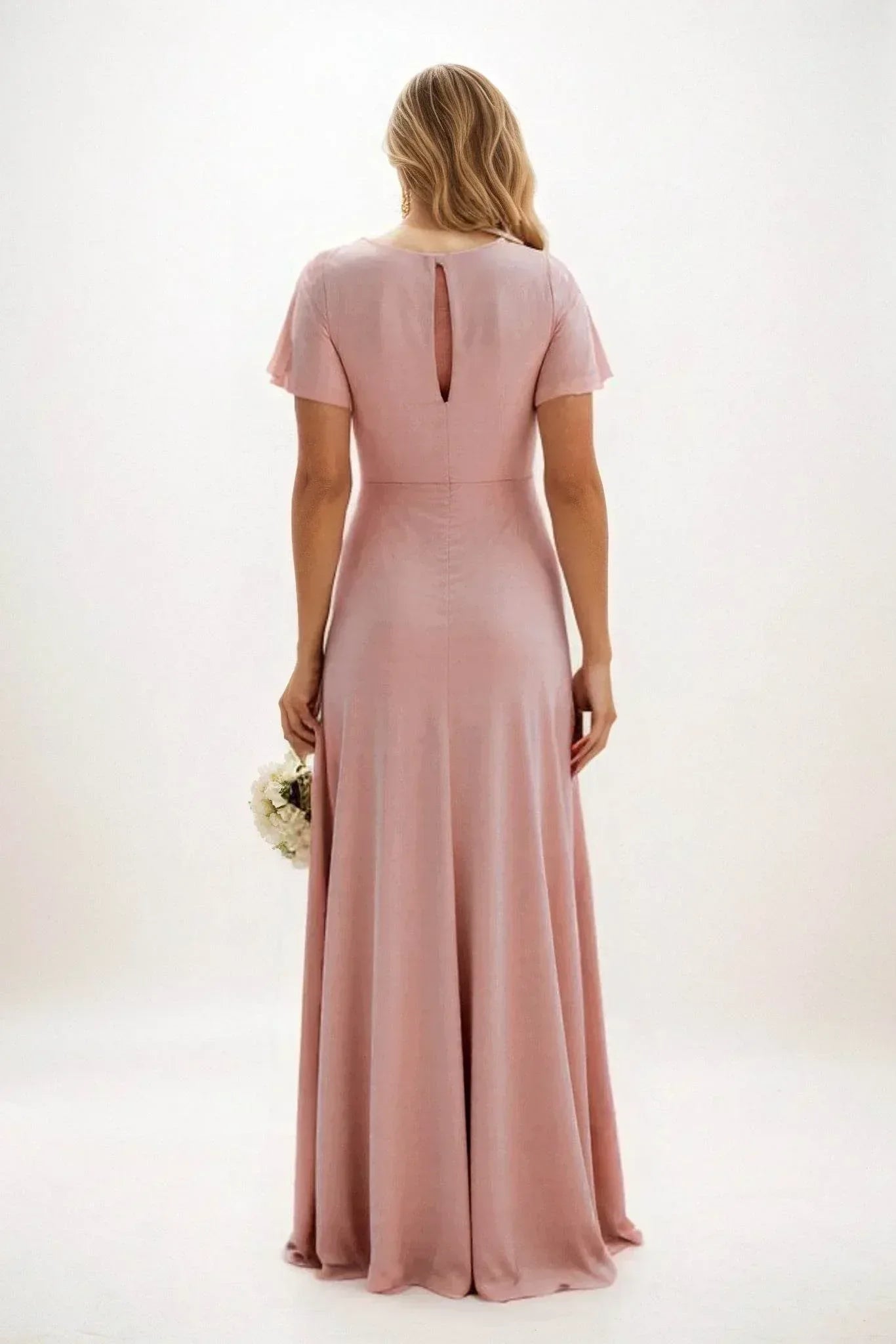 A-Line Maxi Luxe Satin Bridesmaid Dress CB0838