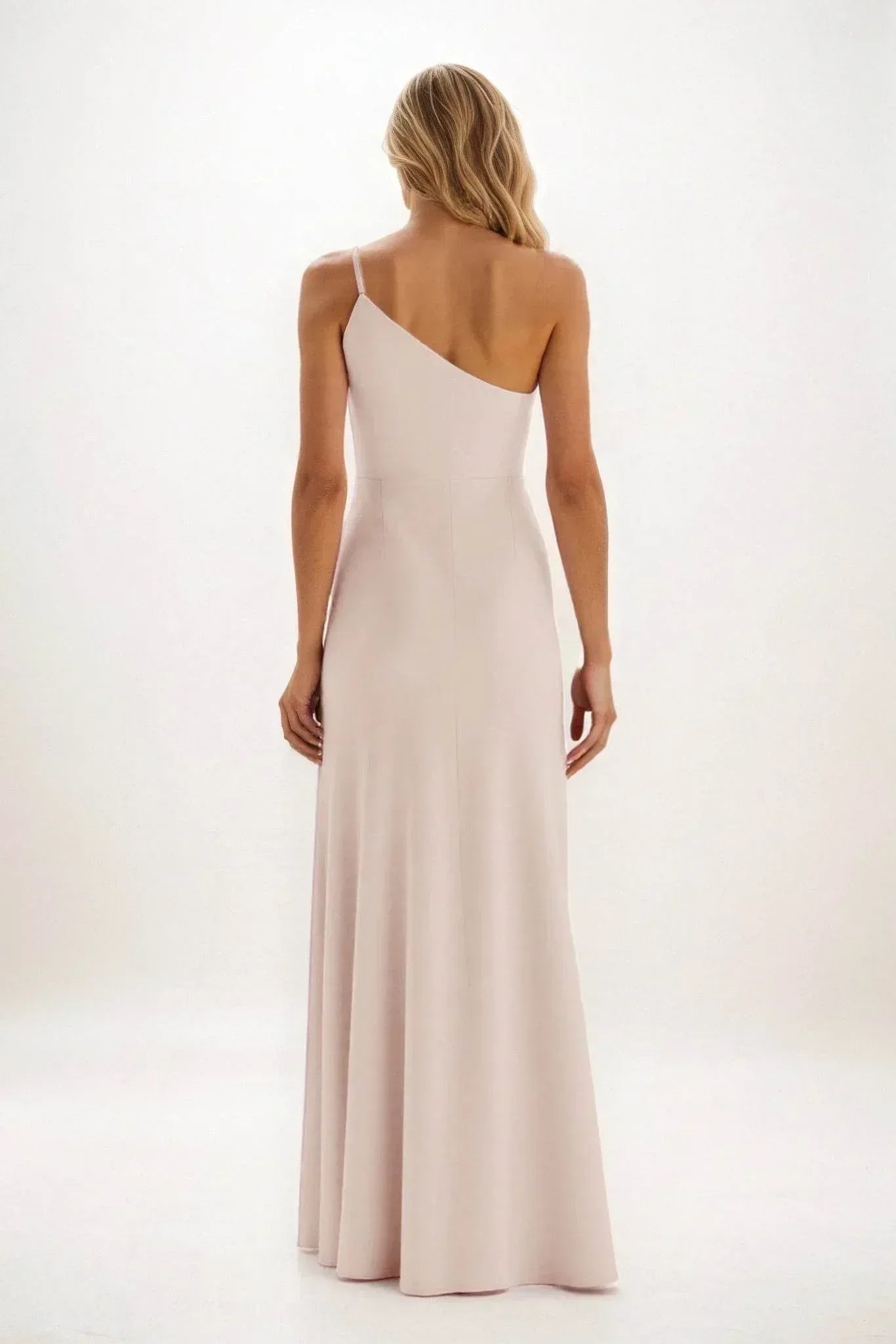 Sheath-Column Maxi Luxe Satin Bridesmaid Dress CB0842