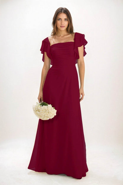 A-Line Maxi Chiffon Bridesmaid Dress CB0856