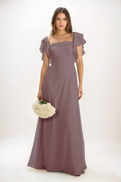A-Line Maxi Chiffon Bridesmaid Dress CB0856